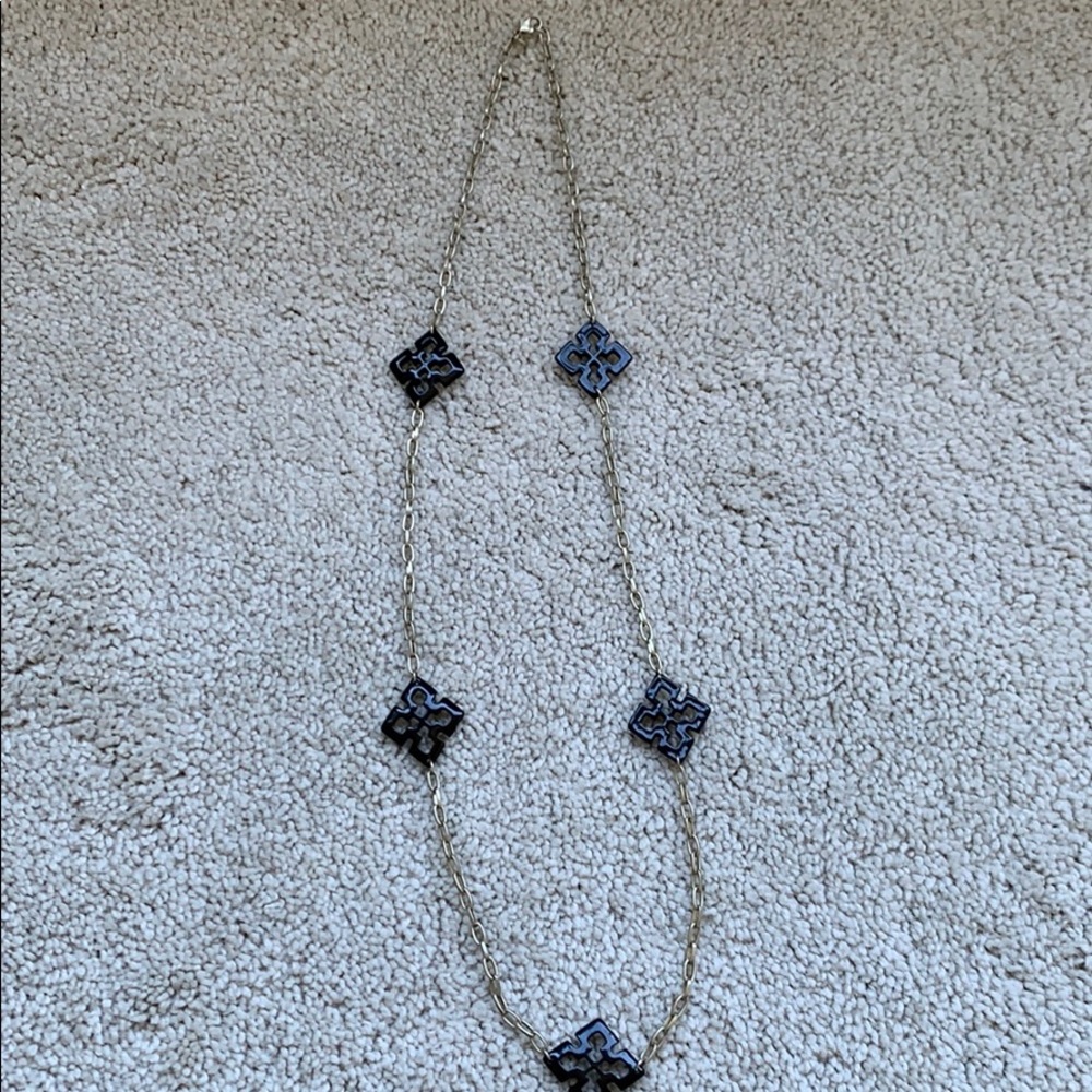 Costume jewelry gold and black long necklace